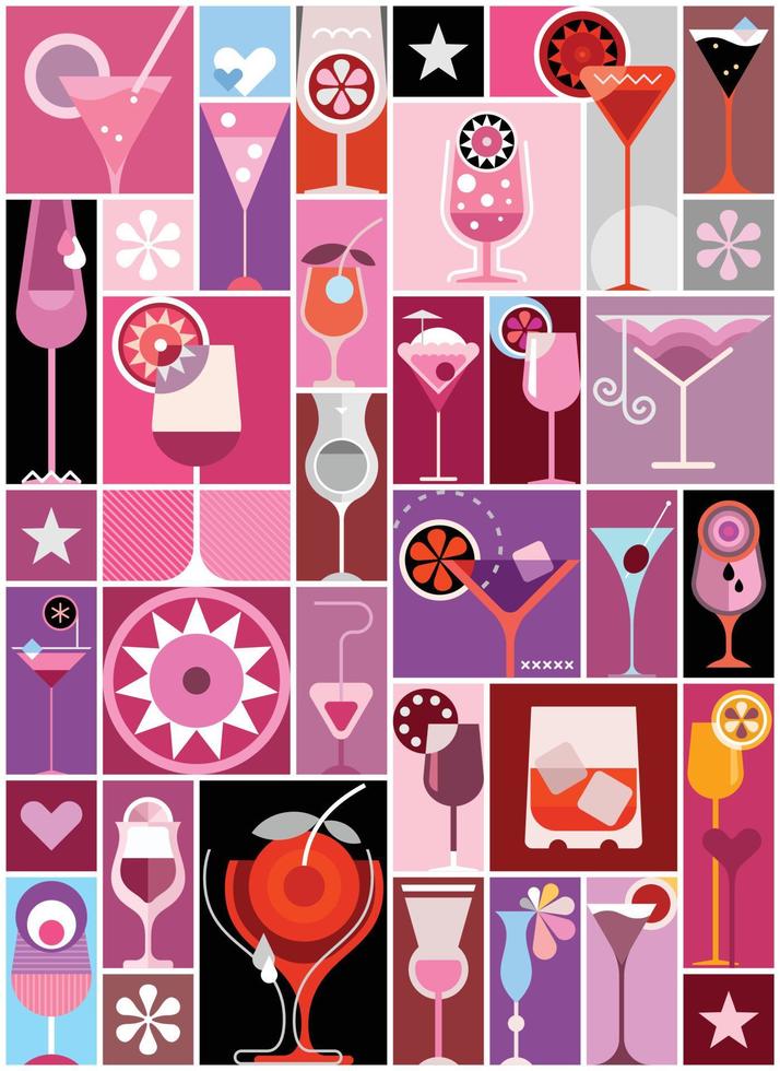 collage de vecteur de cocktails pop art