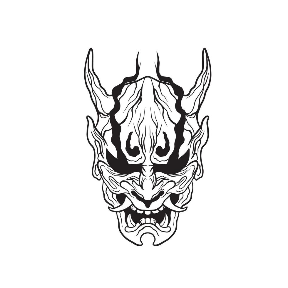 masque de diable japonais oni, illustration vectorielle vecteur