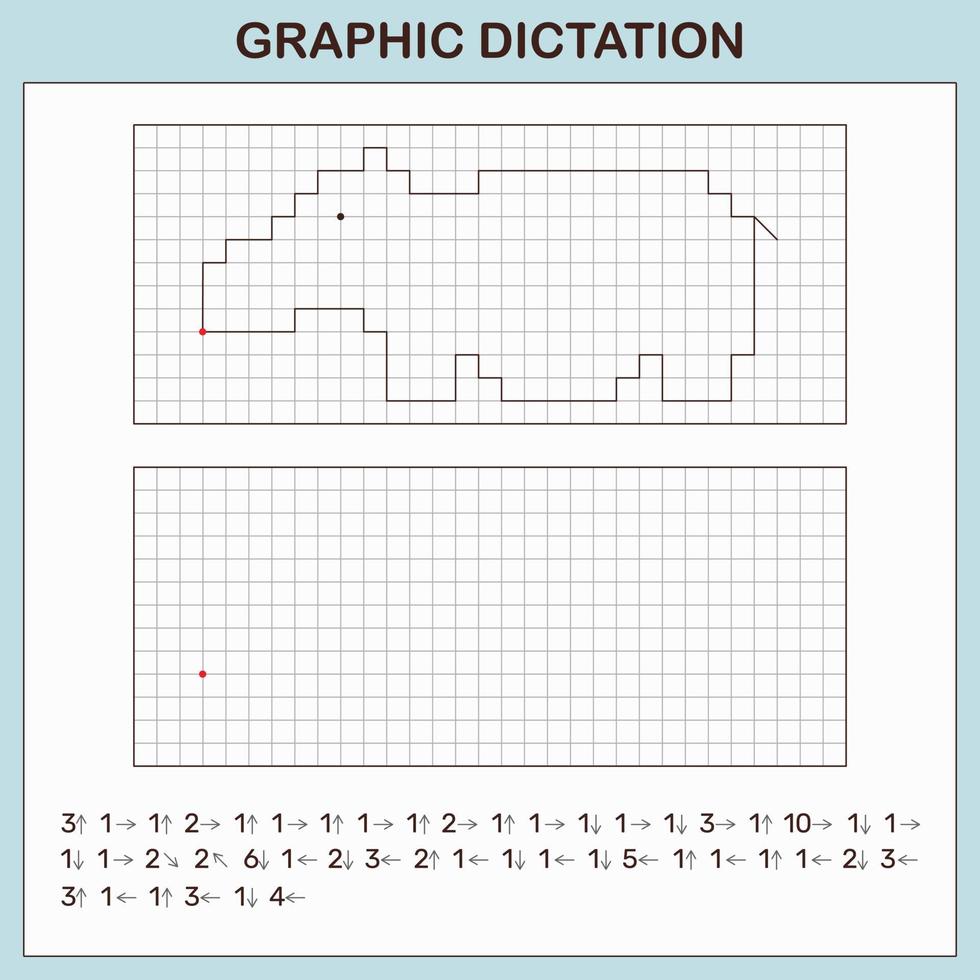 dictée graphique. jeux éducatifs pour les enfants. vecteur