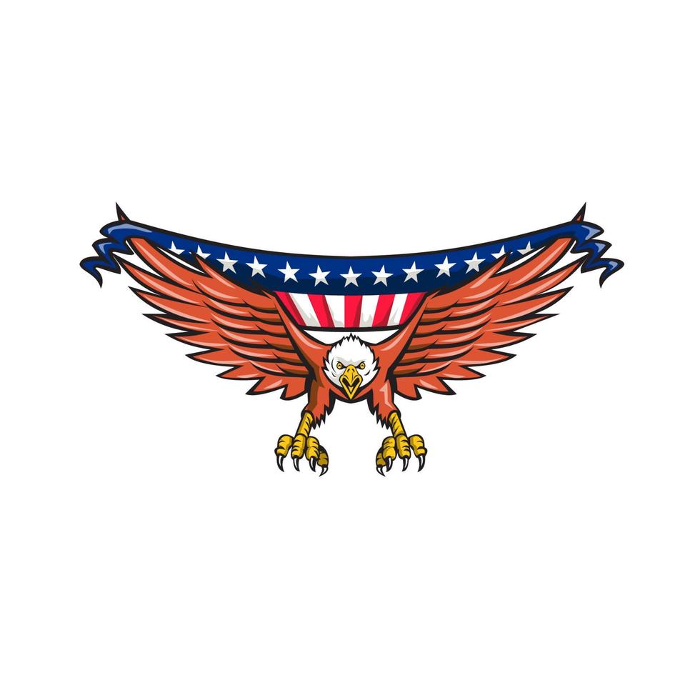 aigle américain swooping usa drapeau rétro vecteur