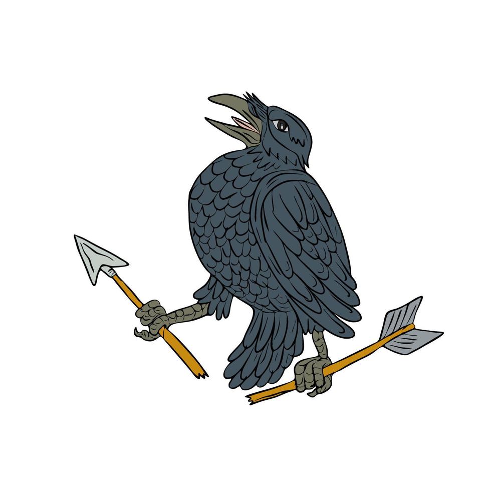 corbeau serrant le dessin de la flèche brisée vecteur