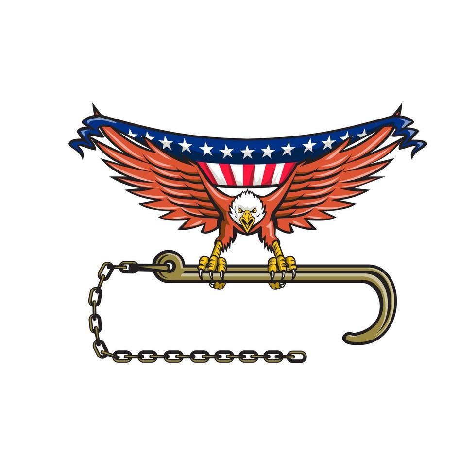 aigle américain serrant remorquage j crochet usa drapeau rétro vecteur