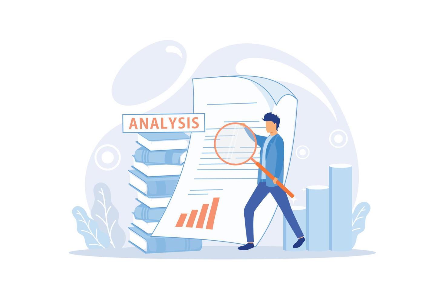 métaphore de l'analyse de marché développement de la stratégie marketing. recherche commerciale. identifier l'entreprise déterminer les solutions résoudre les problèmes de l'entreprise. vecteur