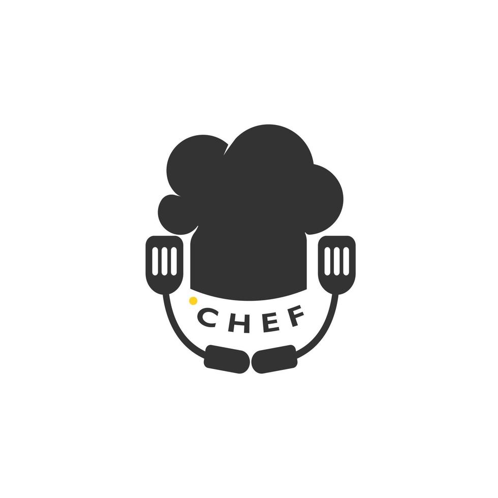 chapeau de chef et icône du logo louche. logos de restaurant, chefs, dessins vectoriels adaptés aux entreprises alimentaires et de boissons. vecteur