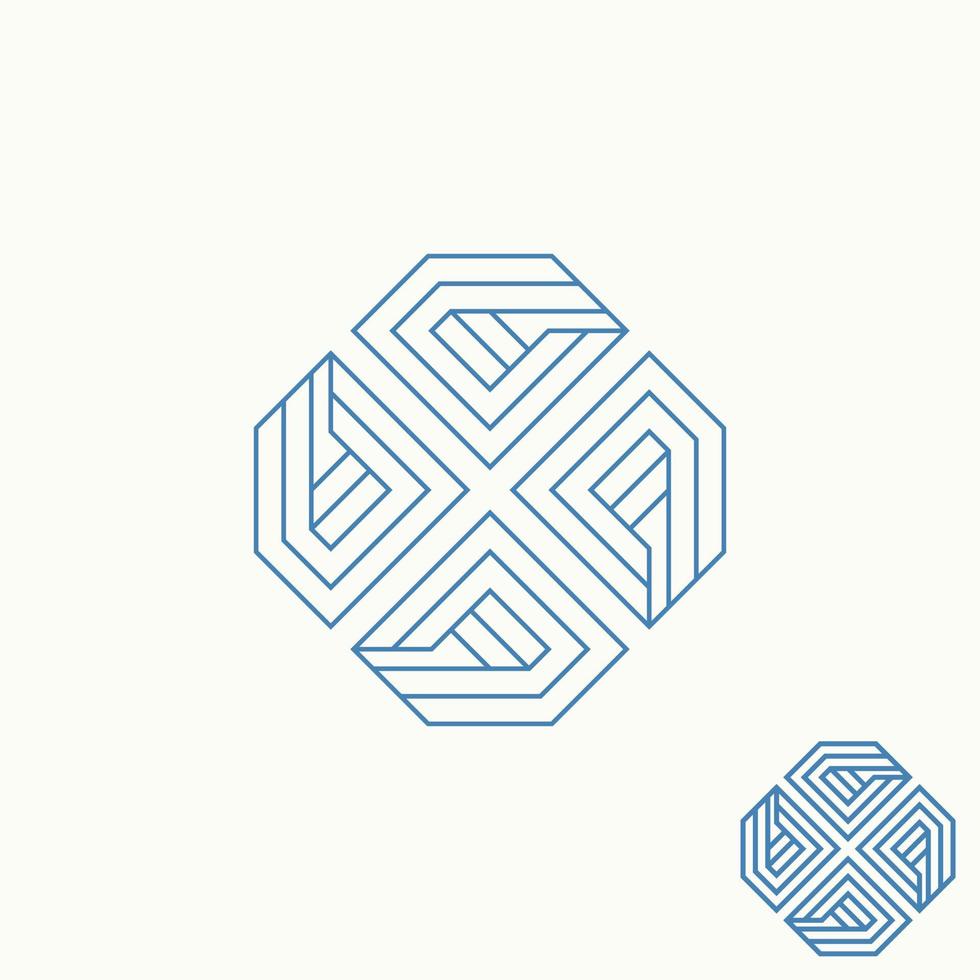 simple et unique quatre diamants ou pentagone sur image de motif de ligne octogonale icône graphique création de logo concept abstrait vecteur stock. peut être utilisé comme symbole d'ornement ou de bijoux