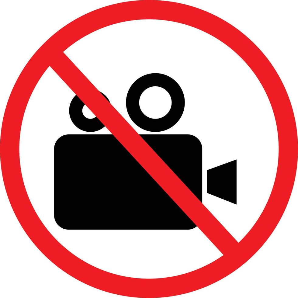 ne pas enregistrer de signe vidéo. l'utilisation de l'appareil photo n'est pas autorisée. caméra vidéo non autorisée. style plat. vecteur