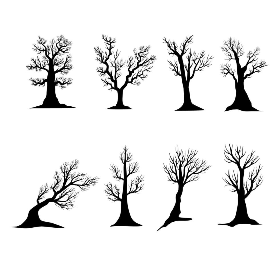 collection de jeu de vecteur de silhouette d'arbre
