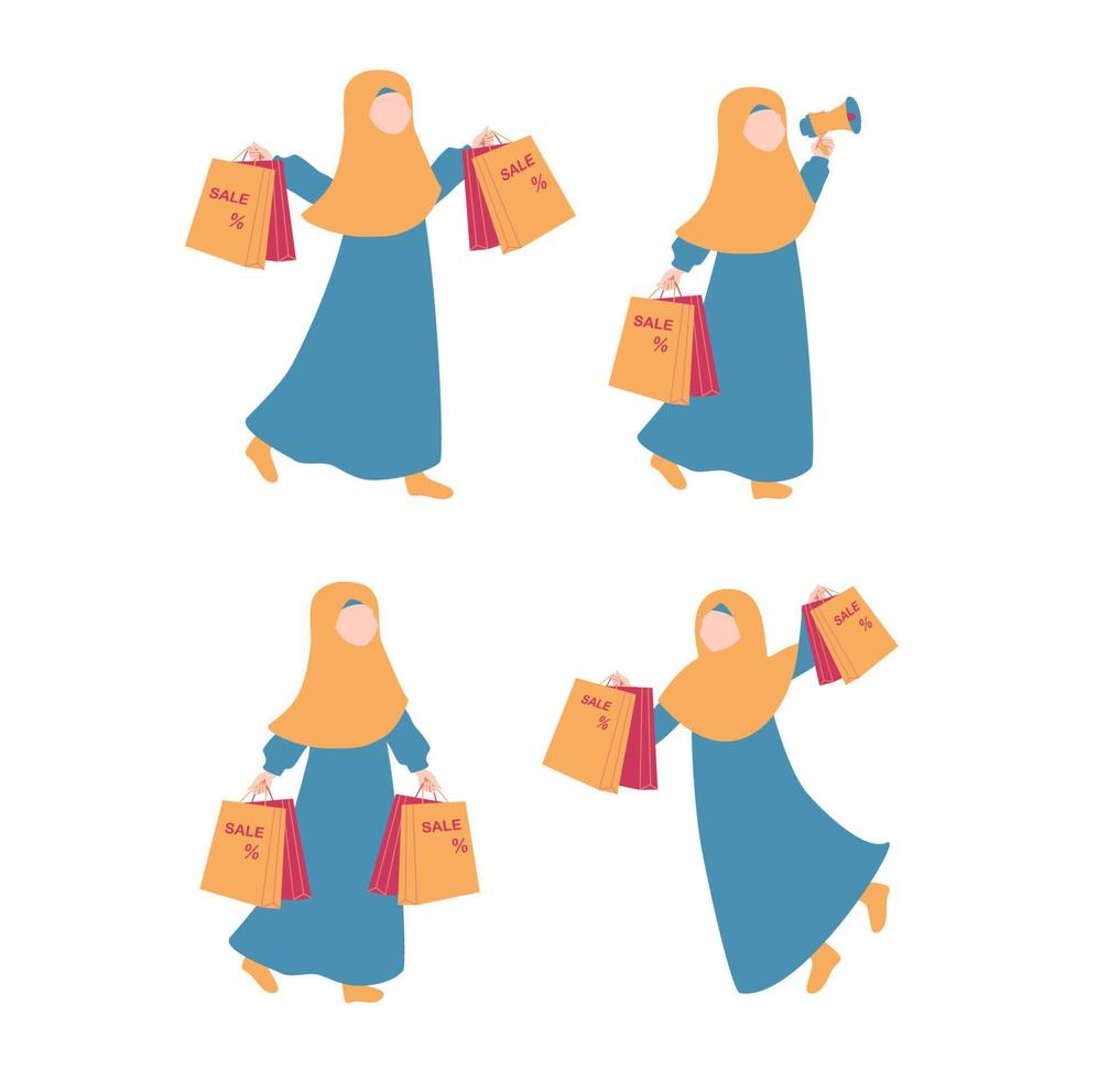 illustration de shopping femme musulmane vecteur