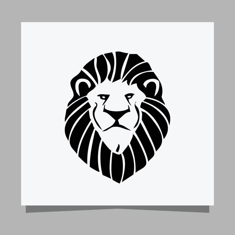 logo lion noir sur papier blanc avec ombre parfait pour les logos d'entreprise et les cartes de visite vecteur