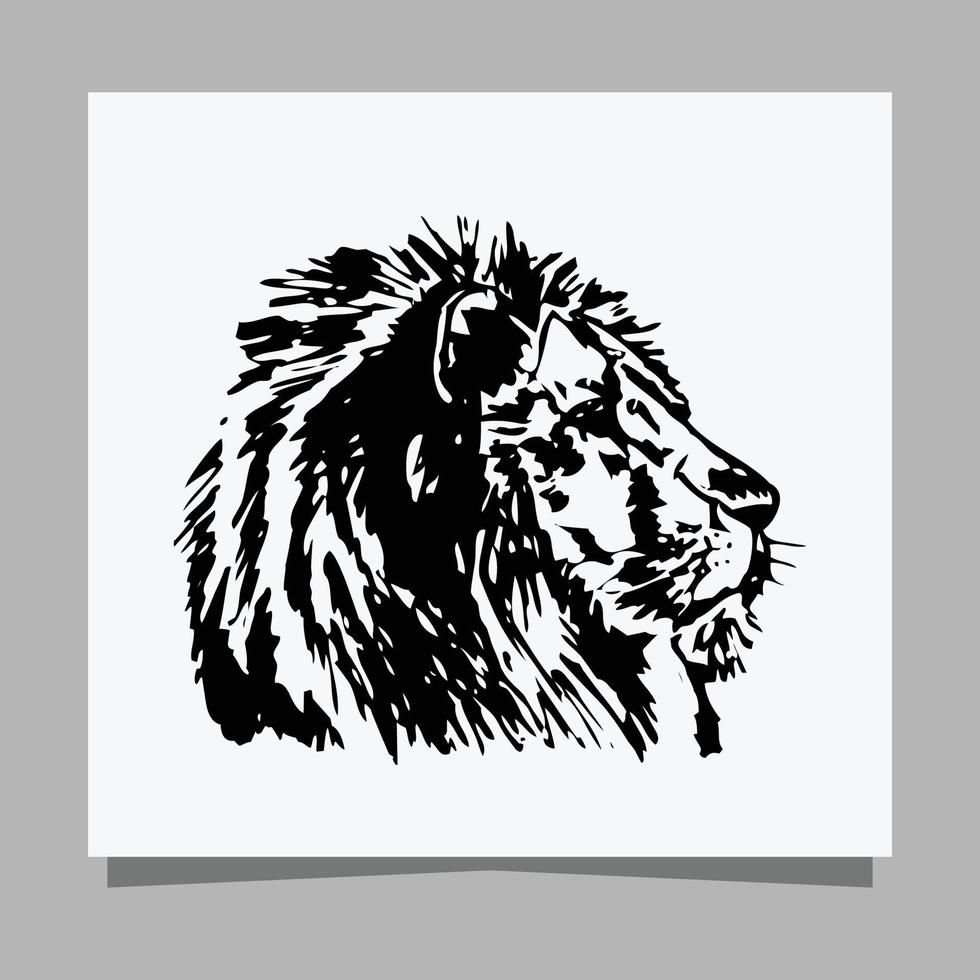 logo lion noir sur papier blanc avec ombre parfait pour les logos d'entreprise et les cartes de visite vecteur