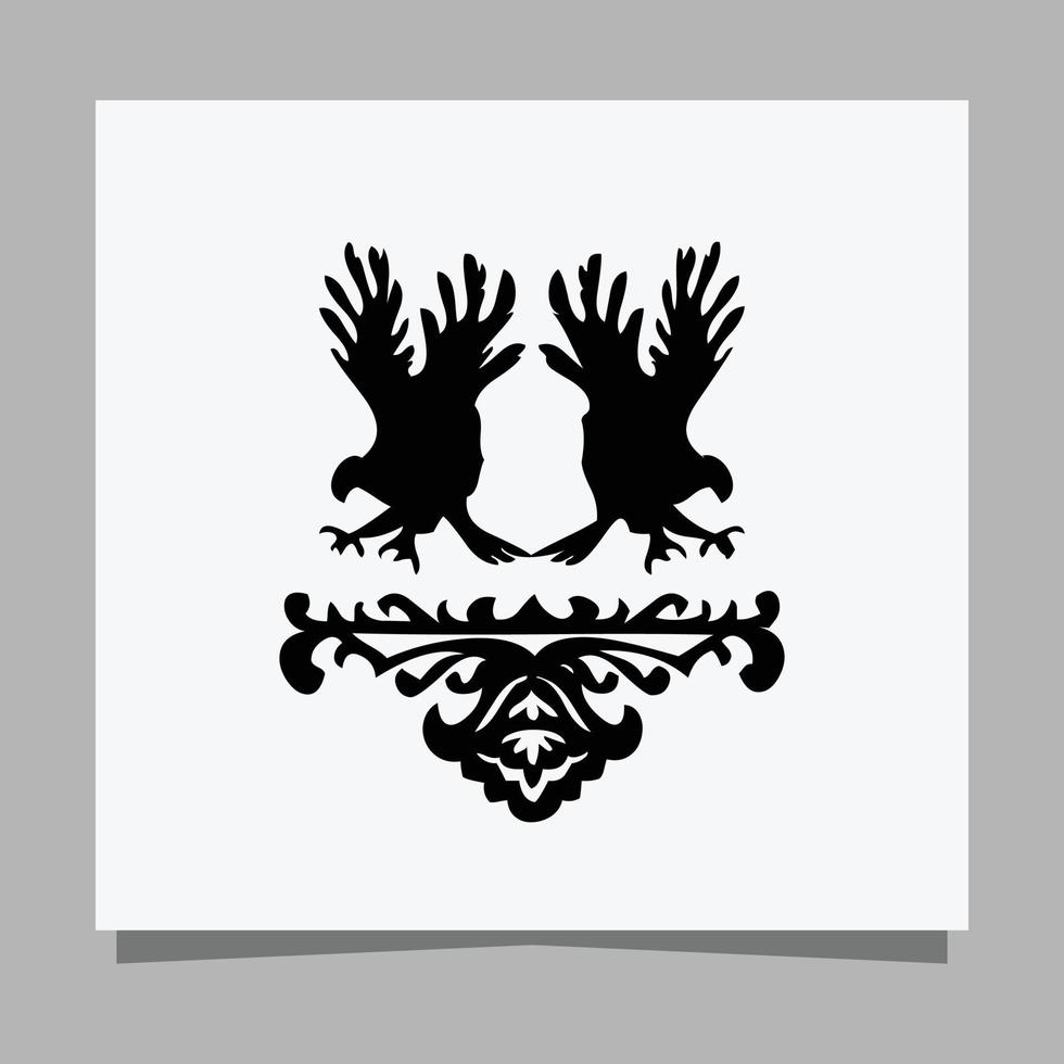 illustration vectorielle d'un aigle noir sur papier blanc qui est parfait pour les logos, les cartes de visite, les emblèmes et les icônes. vecteur