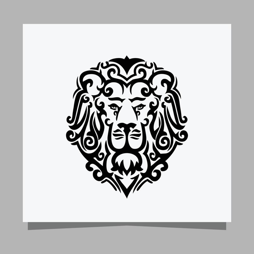 logo lion noir sur papier blanc avec ombre parfait pour les logos d'entreprise et les cartes de visite vecteur