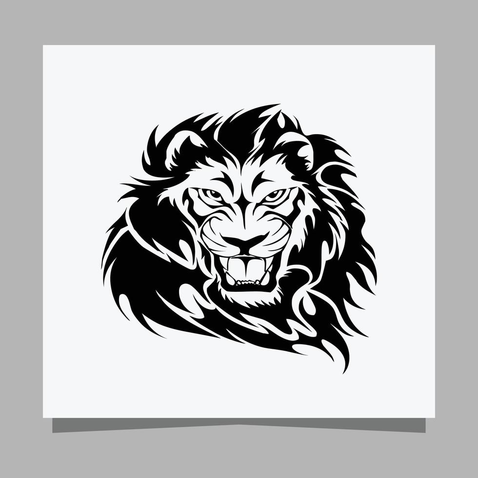 logo lion noir sur papier blanc avec ombre parfait pour les logos d'entreprise et les cartes de visite vecteur