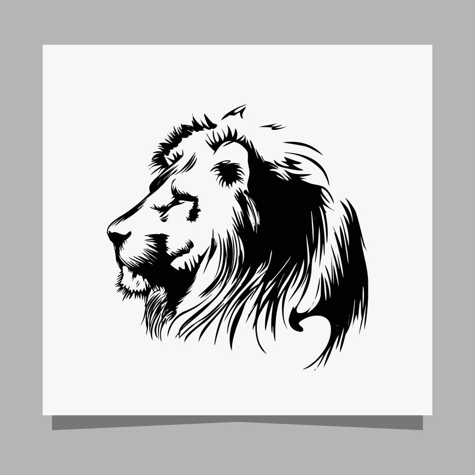 logo lion noir sur papier blanc avec ombre parfait pour les logos d'entreprise et les cartes de visite vecteur