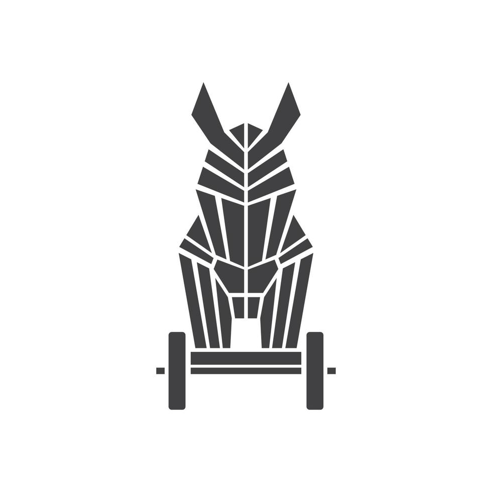 cheval de troie logo vector illustration vectorielle noir et blanc