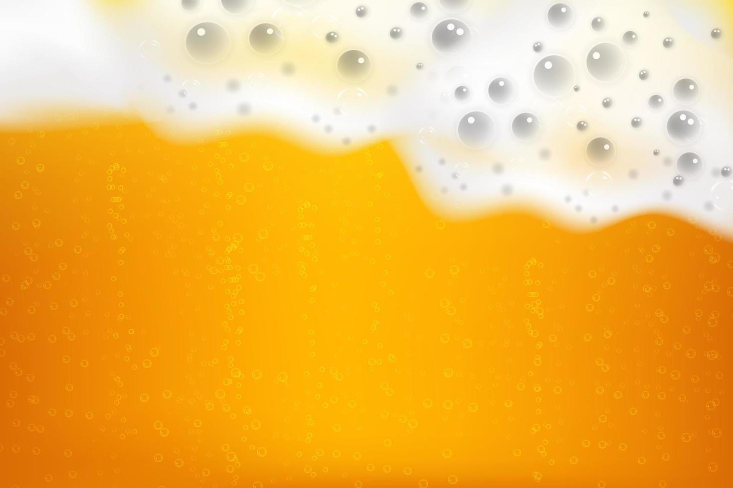 mousse de bière froide blanche réaliste avec des bulles, coulant dans un gobelet en verre. vecteur