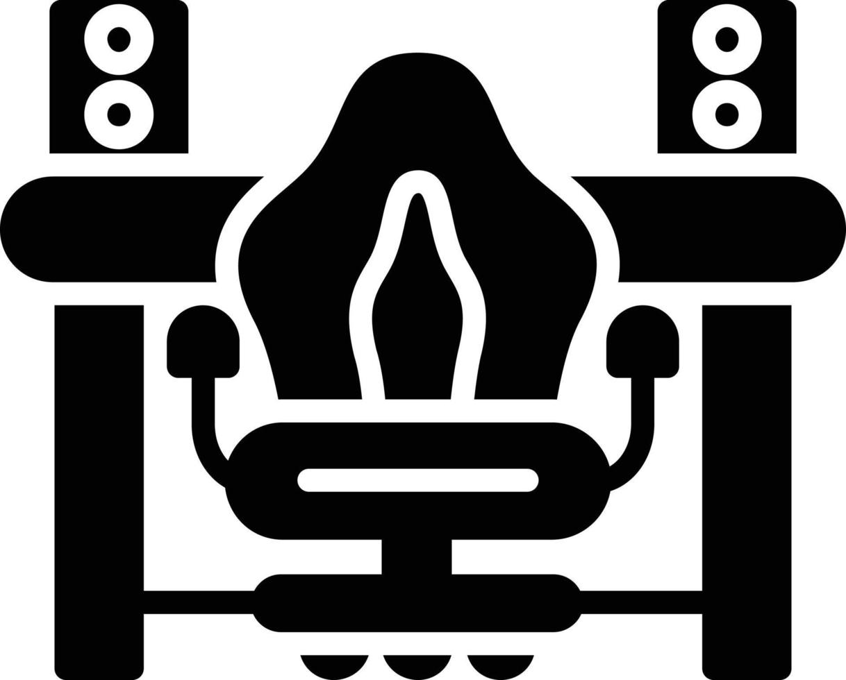 icône de glyphe de bureau et chaise vecteur