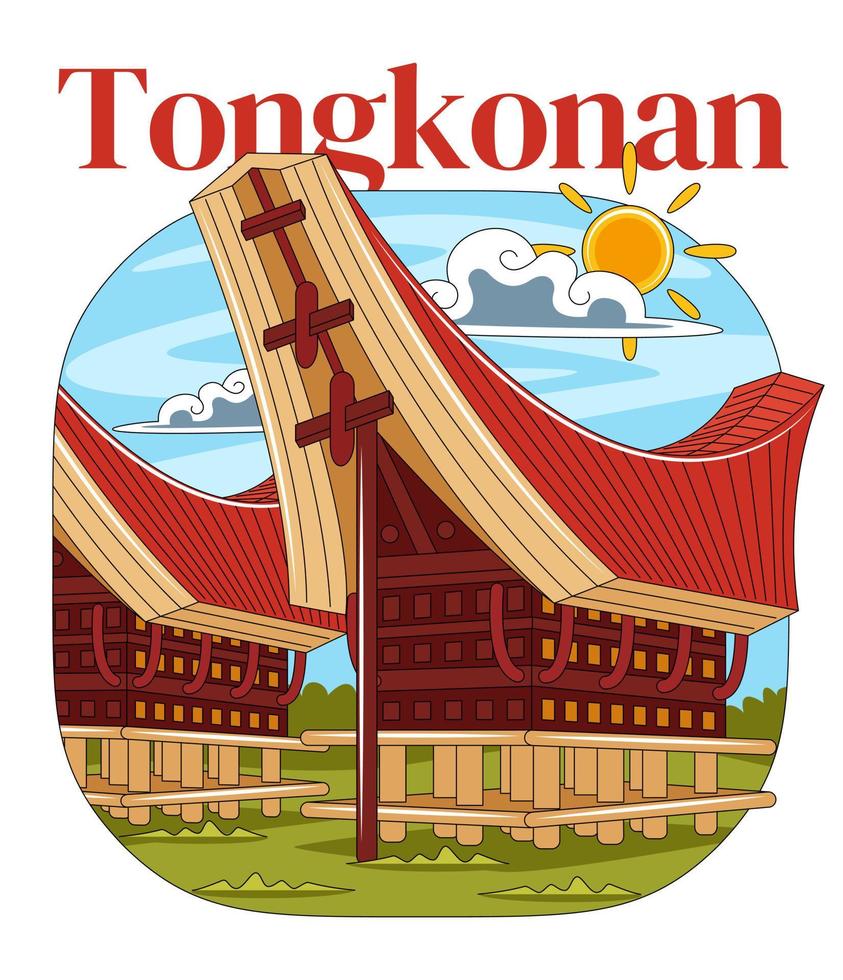 illustration vectorielle de tongkonan maison traditionnelle vecteur