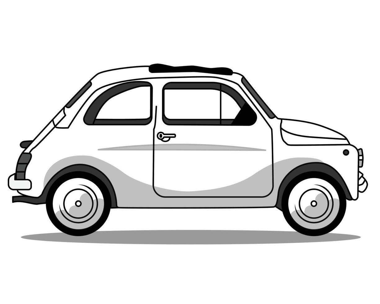 illustration de véhicule vintage classique dans le contour de style dessin animé 5 vecteur