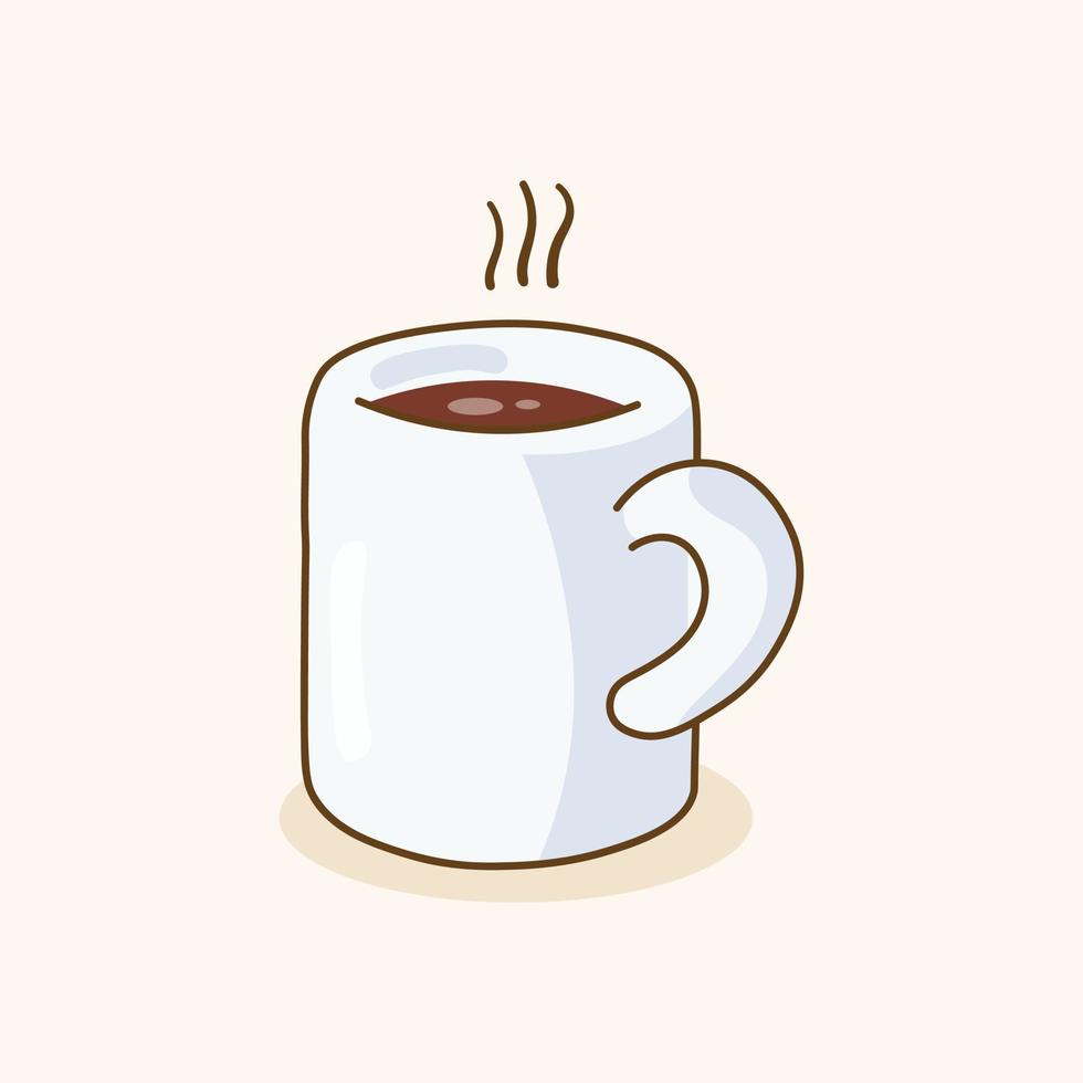 doodle dessin animé café chocolat dans une tasse en verre vecteur