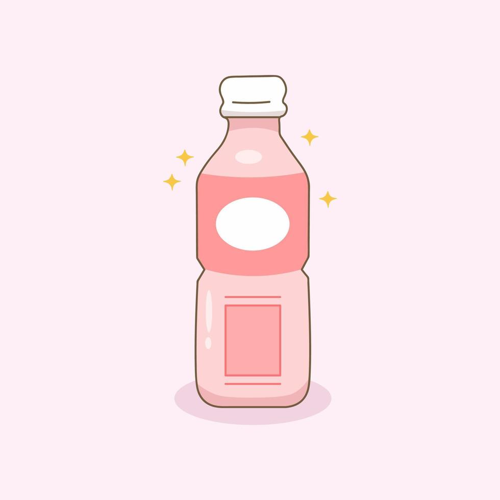 doodle dessin animé belle bouteille rose boisson vecteur