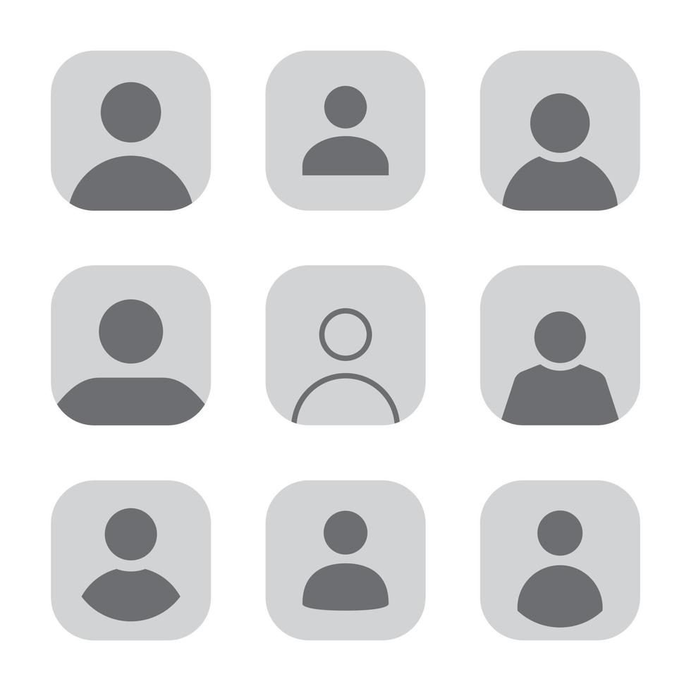 collection de jeu d'icônes de profil d'avatar par défaut des médias sociaux. illustration vectorielle vecteur