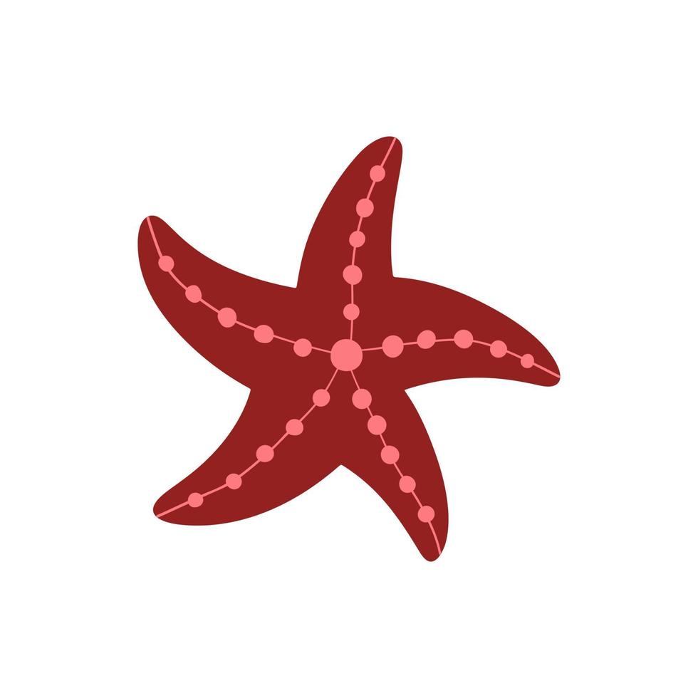 illustration d'étoile de mer sur fond blanc. style plat de dessin animé illustration vectorielle vecteur