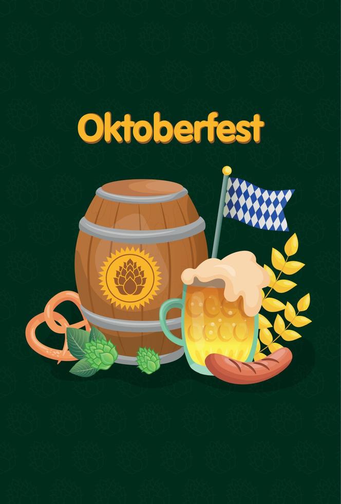 carte de vacances vecteur oktoberfest festival international de la bière allemande à munich - illustration