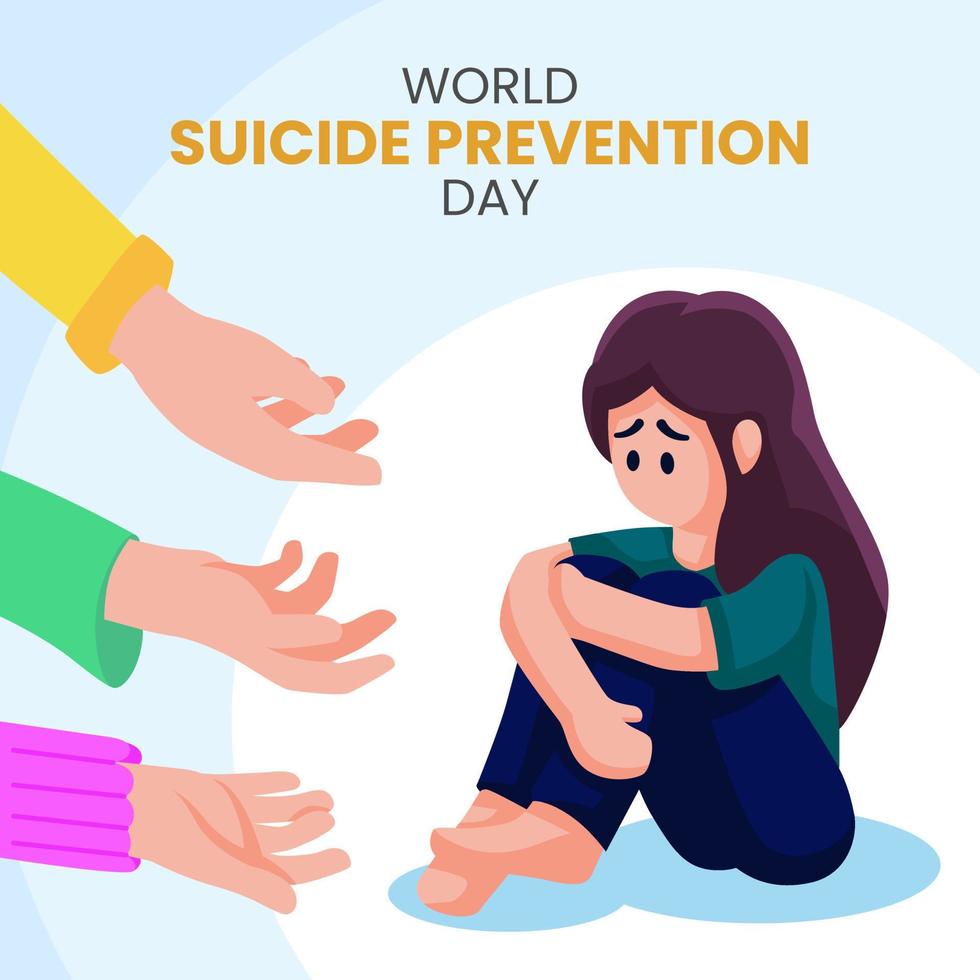 concept de la journée mondiale de la prévention du suicide 7 vecteur