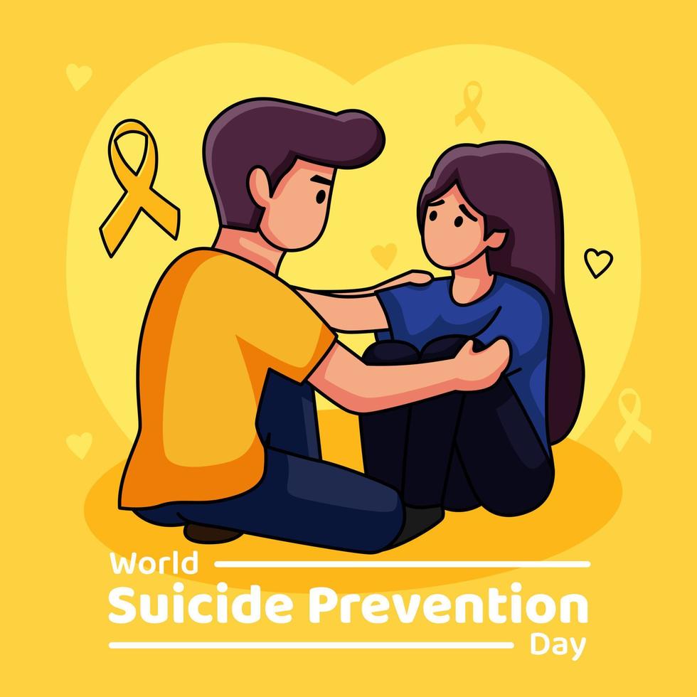 concept de la journée mondiale de la prévention du suicide 3 vecteur