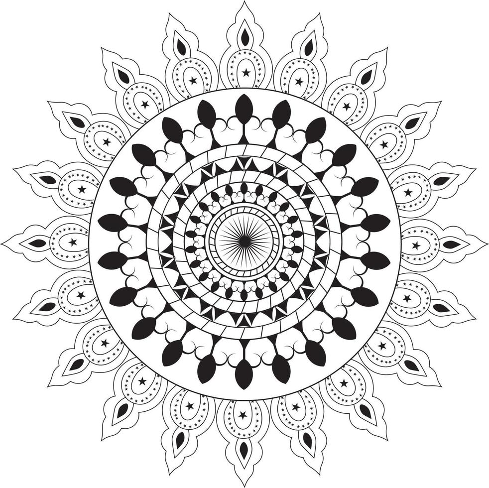 motif de mandala couleur noir et blanc, mandala vectoriel dans le style indien, cercle fleur du mandala avec motif d'ornement floral, islamique, motif, mandala pour cartes de décoration de page, livre, logos