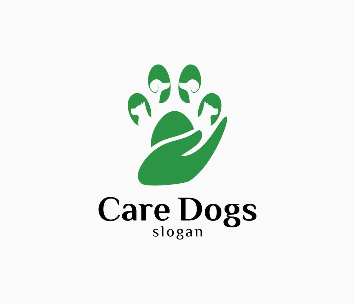 vecteur de conception de main de chien. soins pour chiens soins pour animaux de compagnie logo animal vecteur