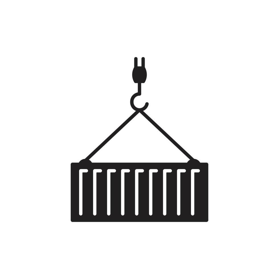 eps10 vecteur noir poulie et icône de conteneur isolé sur fond blanc. symbole de chargement dans un style moderne et plat simple pour la conception, le logo, le pictogramme et l'application mobile de votre site Web