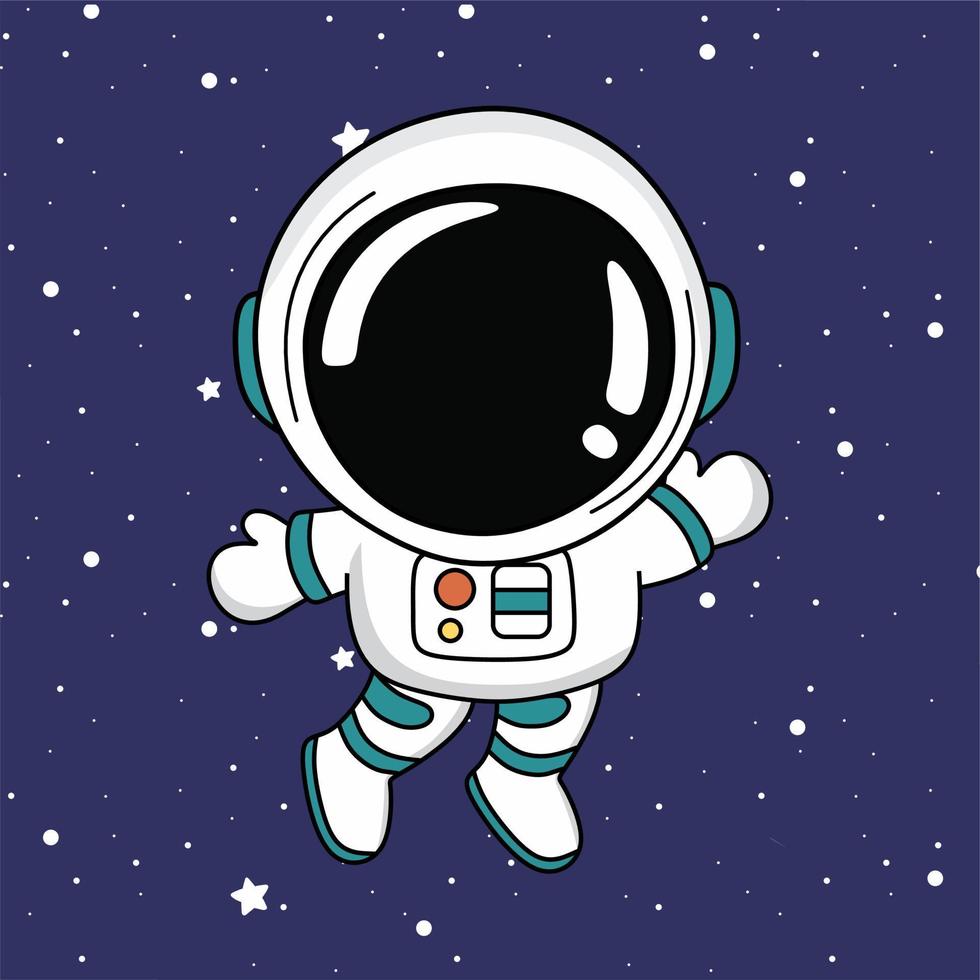 dessin animé mignon astronaute flottant dans l'espace vecteur