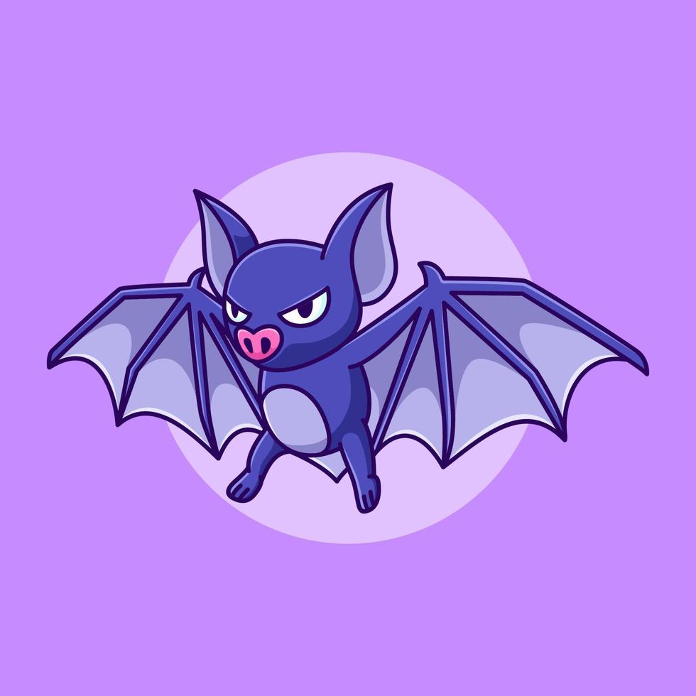 chauve-souris effrayante sur l'illustration de dessin animé d'halloween vecteur