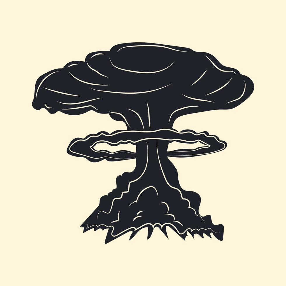 icône de vecteur d'explosion atomique en couleur noire. illustration de vecteur dessiné à la main isolé sur fond blanc. style de dessin animé plat moderne.