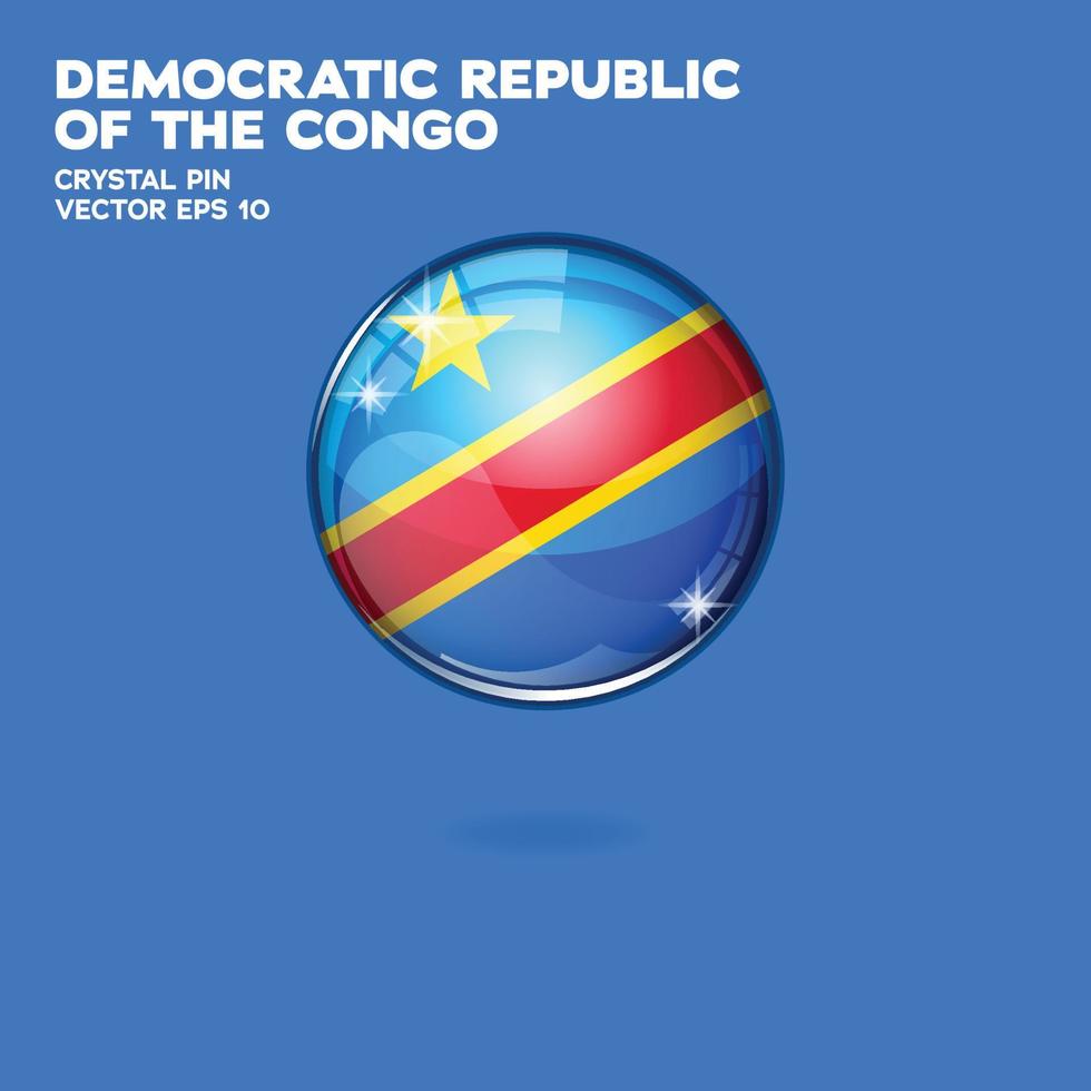drapeau de la république démocratique du congo boutons 3d vecteur