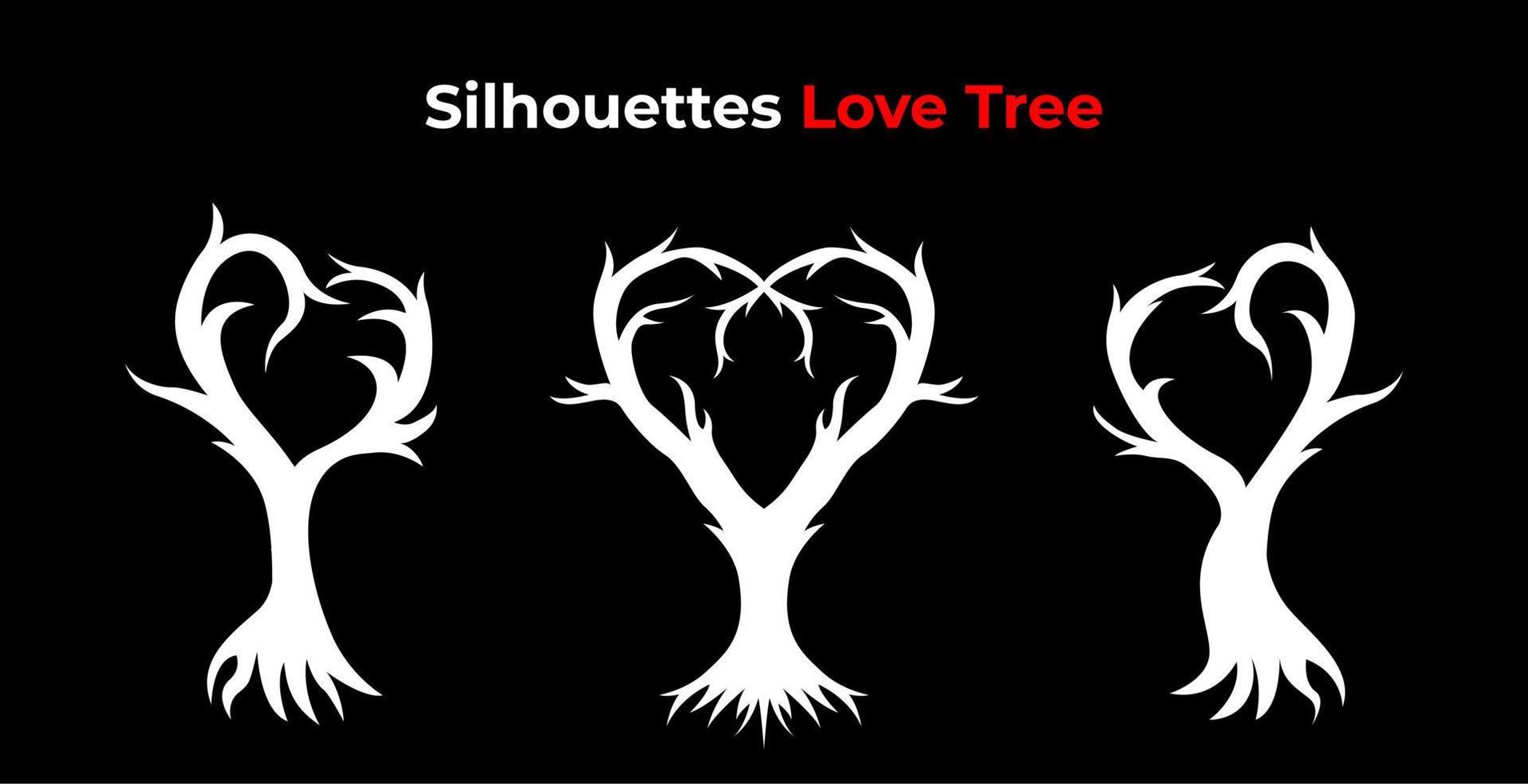 silhouette d'un arbre en forme de coeur. silhouette d'une branche d'arbre en forme de coeur. branche d'arbre en forme de coeur. aimer. brindilles. vecteur