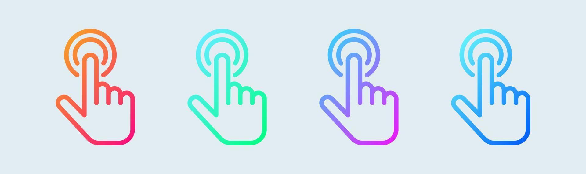 icône de ligne tactile en dégradé de couleurs. appuyez sur l'illustration vectorielle des signes. vecteur