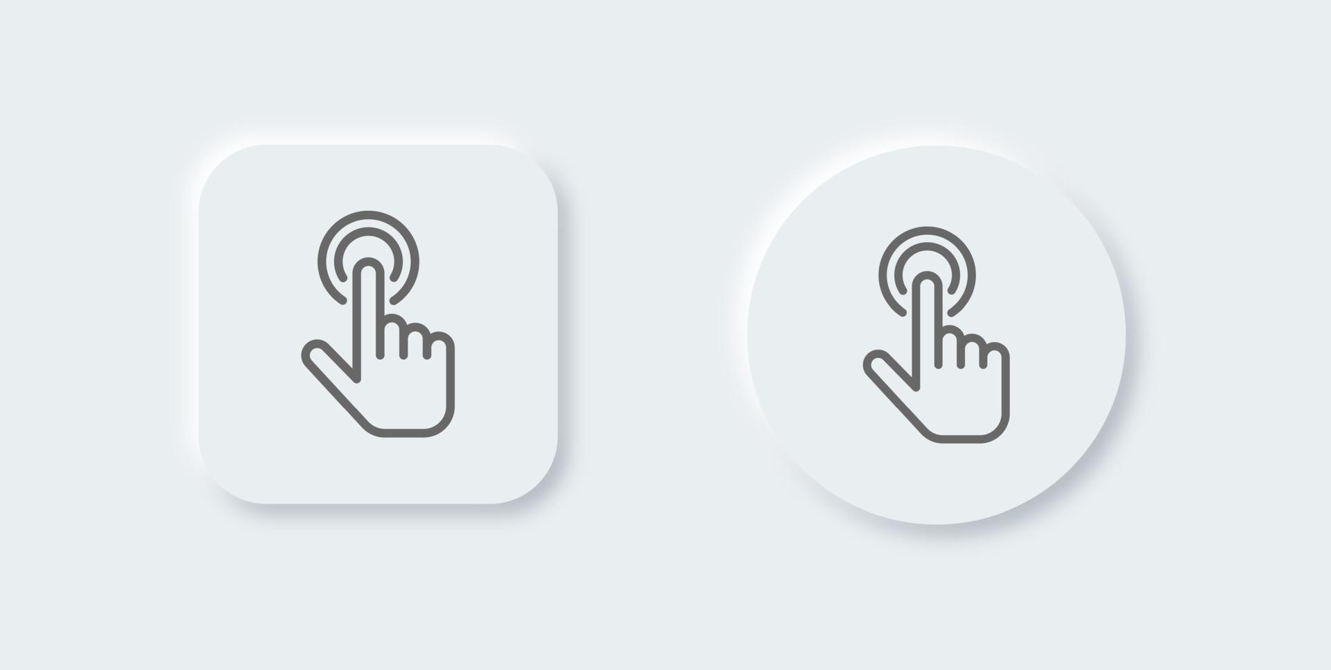 icône de ligne tactile dans un style de conception néomorphe. appuyez sur l'illustration vectorielle des signes. vecteur