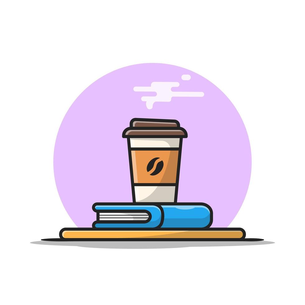 tasse de café chaud sur l'illustration d'icône de vecteur de dessin animé de livre. boire l'éducation icône concept isolé vecteur premium. style de dessin animé plat