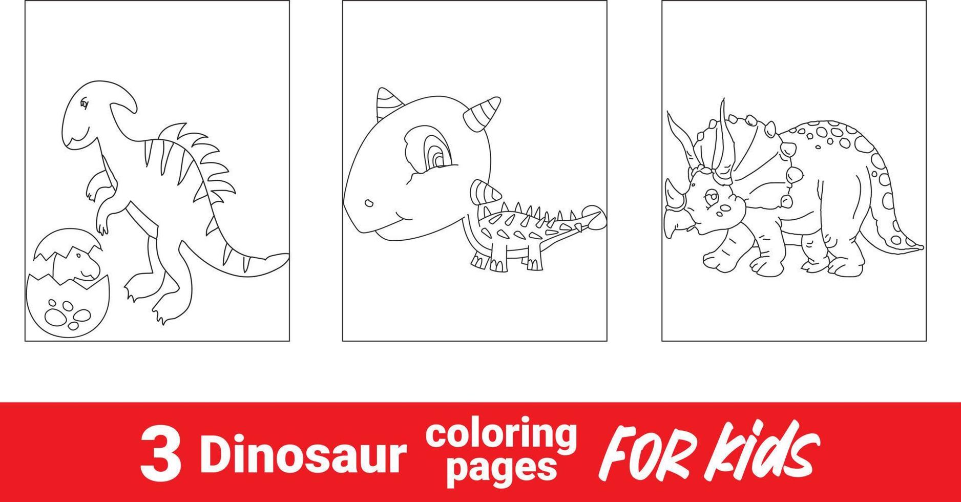 livre de coloriage drôle de dinosaure pour les enfants. fond animal mignon scène de contour de coloriage de paysage préhistorique. stégosaure de dinosaure préhistorique de dessin animé, livre de coloriage, illustration drôle vecteur