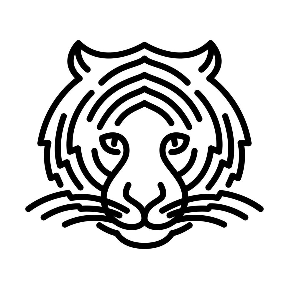 illustration du logo tête de tigre lineart vecteur