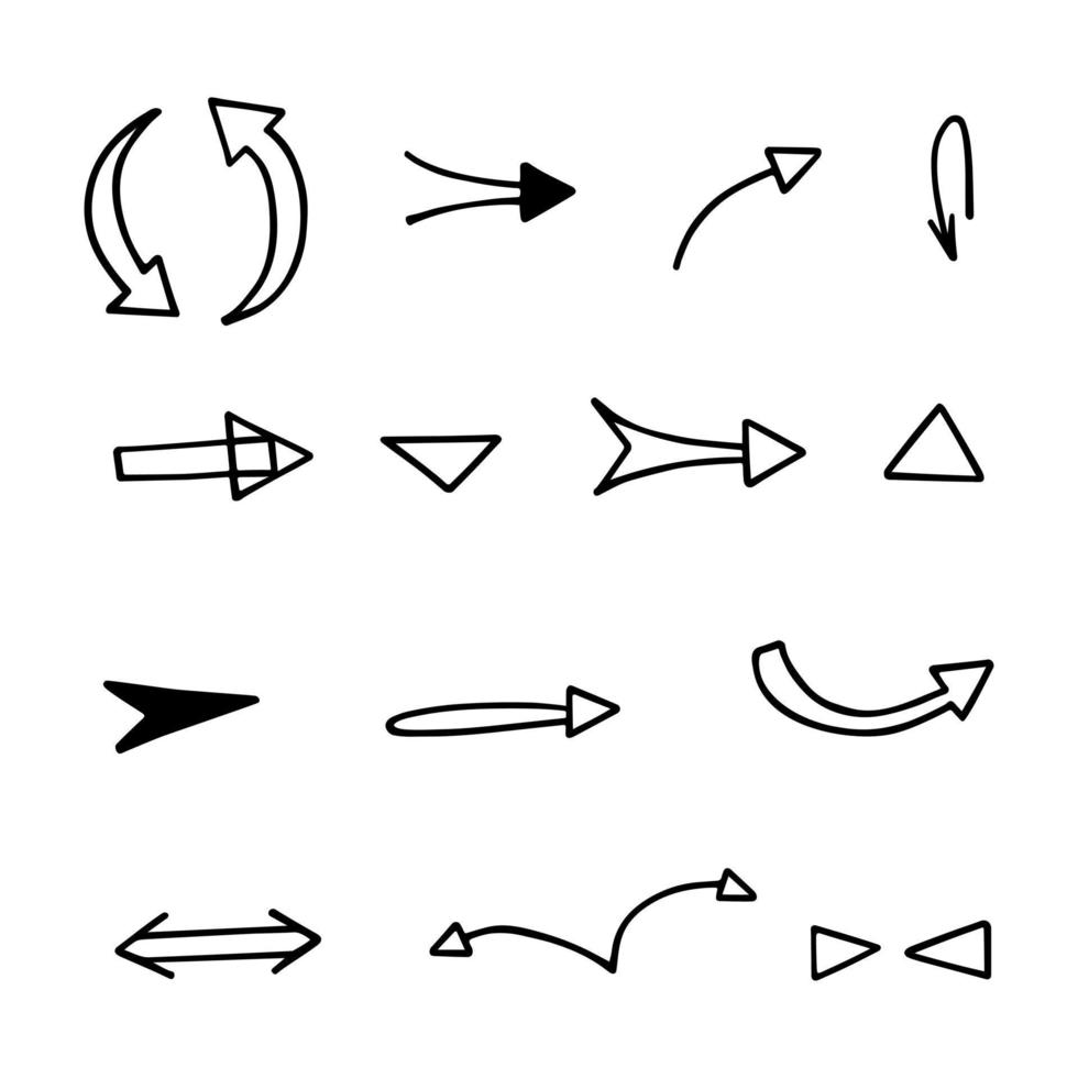 ensemble vectoriel de flèches dessinées à la main, éléments de présentation