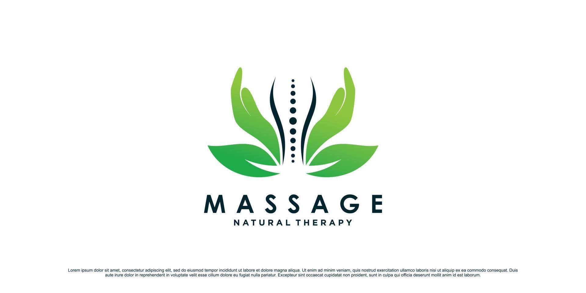 inspiration de conception de logo de massage chiropratique avec concept d'os et vecteur premium d'élément créatif