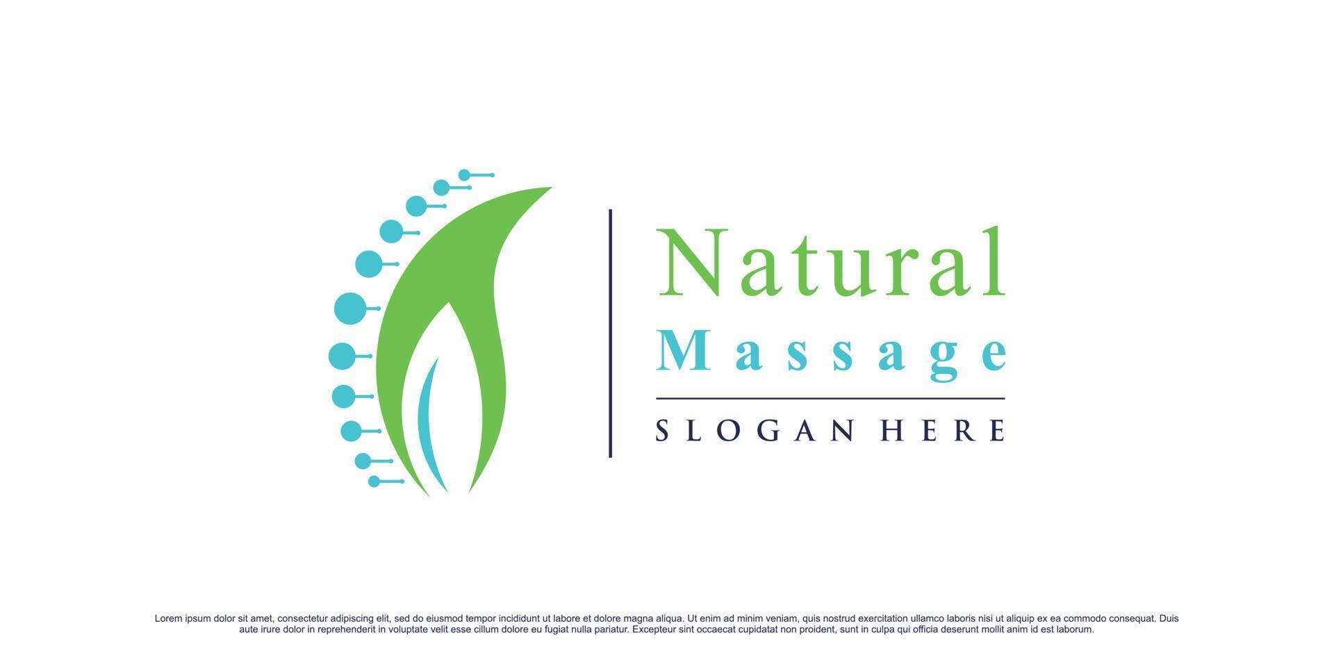 création de logo chiropratique pour le logo d'icône de thérapie de massage naturel avec vecteur premium élément créatif