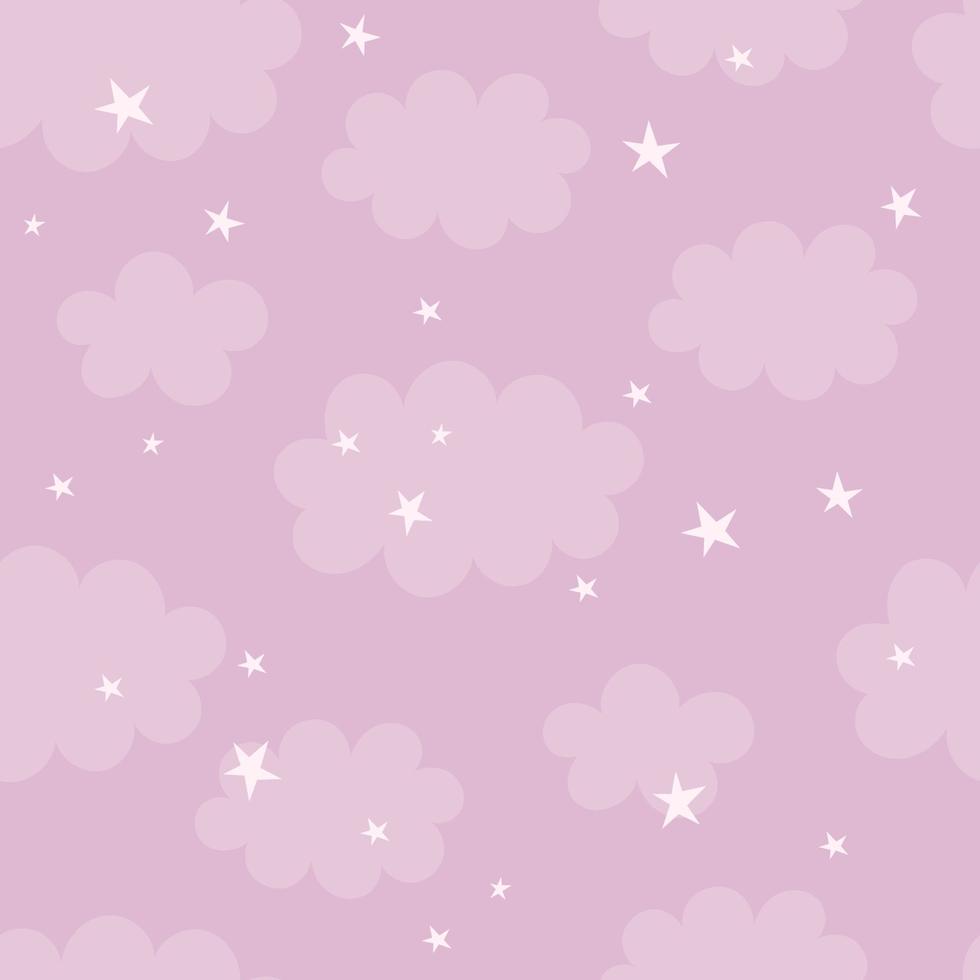 joli motif harmonieux d'étoiles et de nuages, décor de pépinière, imprimé pour vêtements de bébé, papier peint. illustration vectorielle dans un style plat vecteur