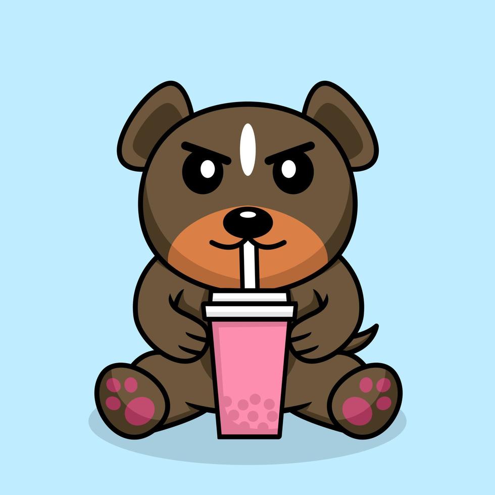 illustration vectorielle de boba à boire prime chien mignon vecteur