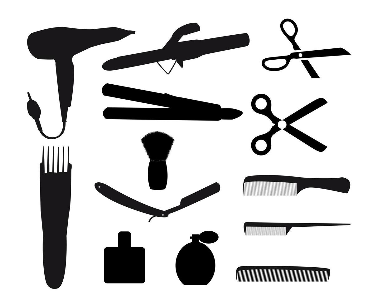 outils de coiffure sur fond blanc vecteur