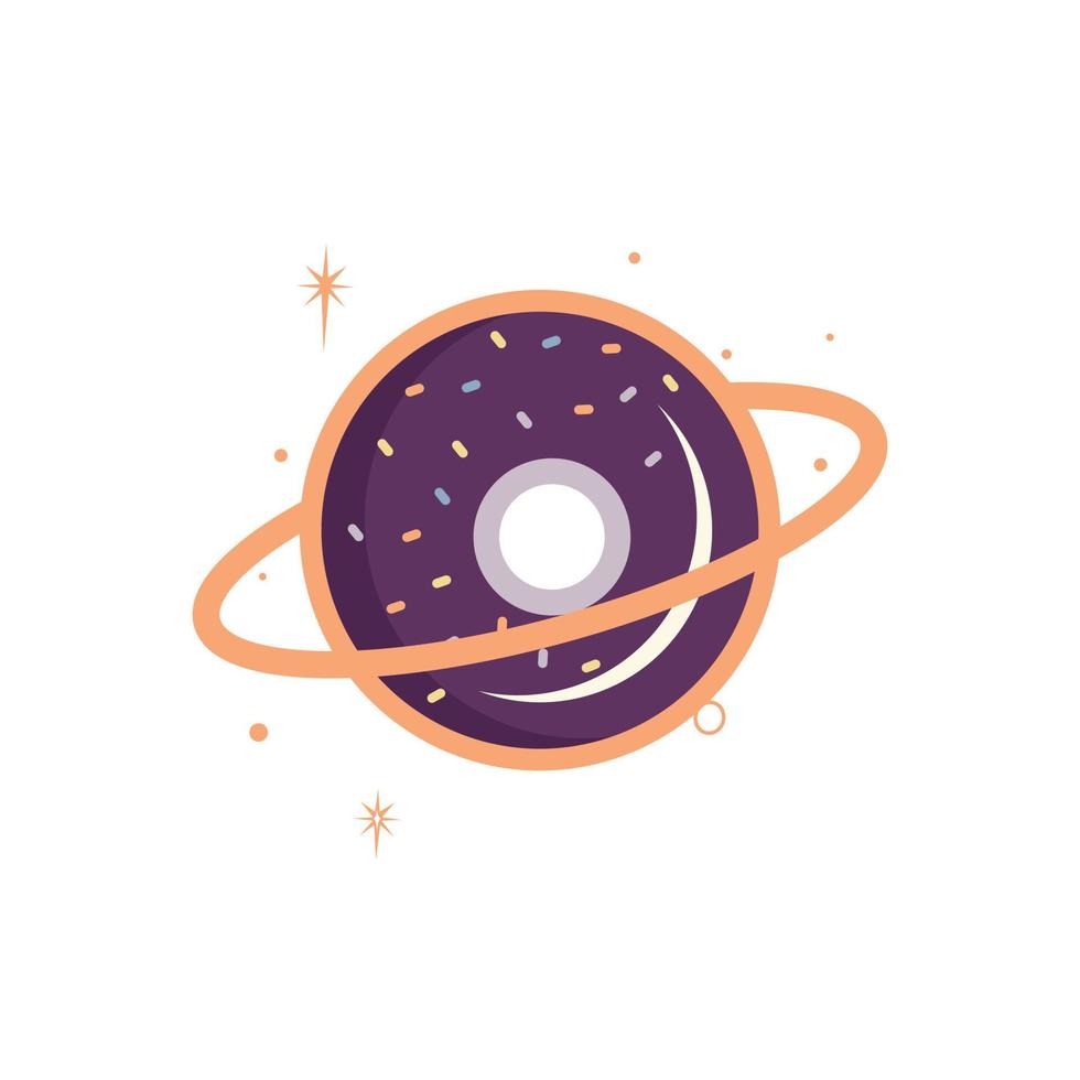 création de logo vectoriel donut planet. modèle de conception de logo de boulangerie unique.